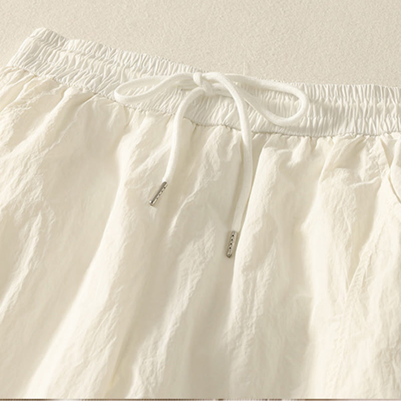 Nimara Ritual Summer Vintage Plain Drawstring Cuffed Women's Pants With Pockets