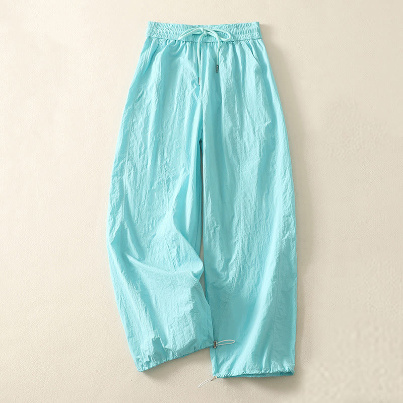 Nimara Ritual Summer Vintage Plain Drawstring Cuffed Women's Pants With Pockets