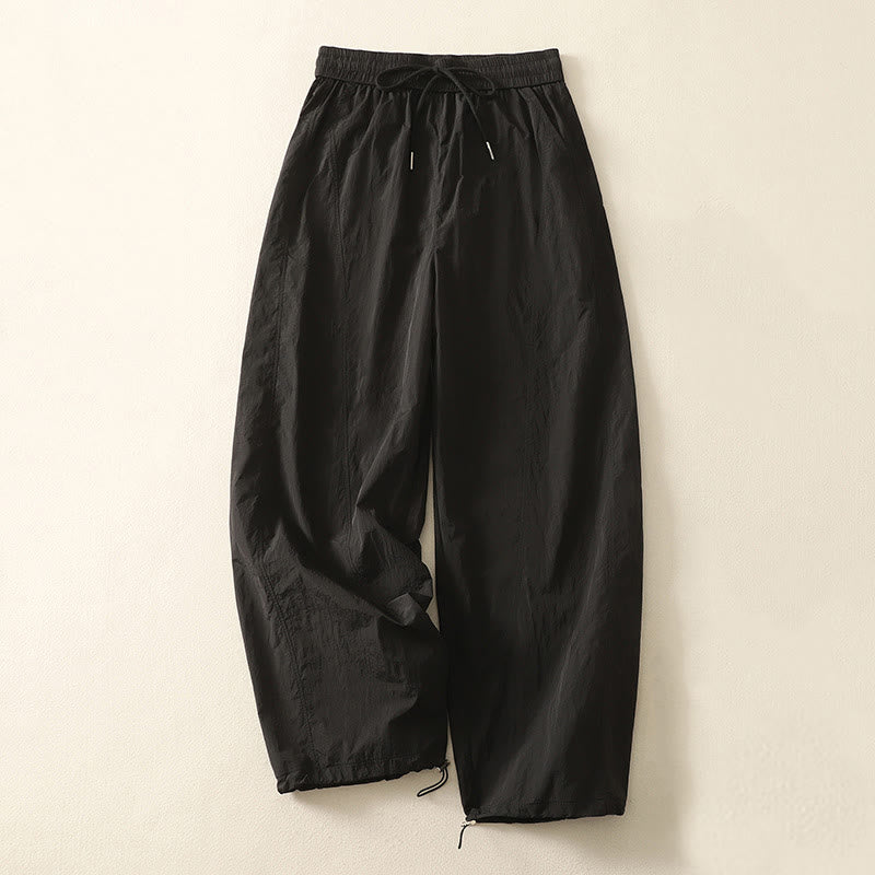 Nimara Ritual Summer Vintage Plain Drawstring Cuffed Women's Pants With Pockets