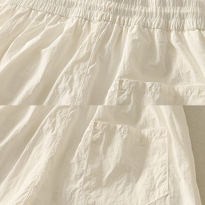 Nimara Ritual Summer Vintage Plain Drawstring Cuffed Women's Pants With Pockets