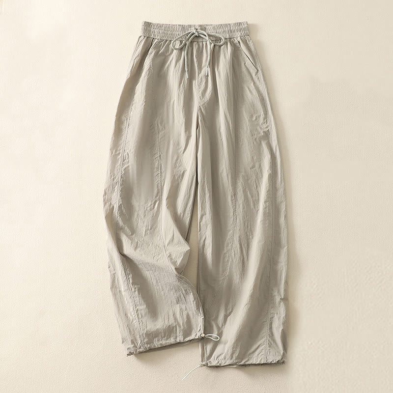 Nimara Ritual Summer Vintage Plain Drawstring Cuffed Women's Pants With Pockets