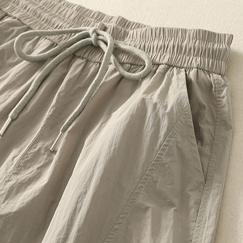 Nimara Ritual Summer Vintage Plain Drawstring Cuffed Women's Pants With Pockets