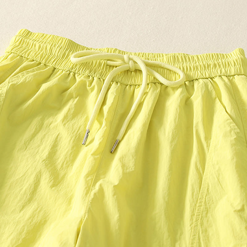 Nimara Ritual Summer Vintage Plain Drawstring Cuffed Women's Pants With Pockets