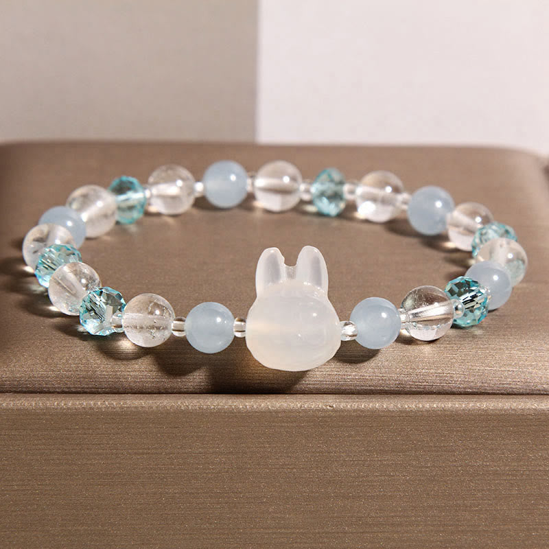 Nimara Ritual Natural Rabbit Aquamarine White Crystal Healing Bracelet