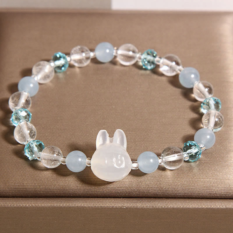 Nimara Ritual Natural Rabbit Aquamarine White Crystal Healing Bracelet