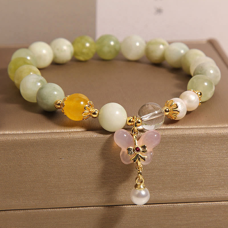 Nimara Ritual Natural Butterfly Serpentine Jade Yanyuan Agate Luck Bracelet