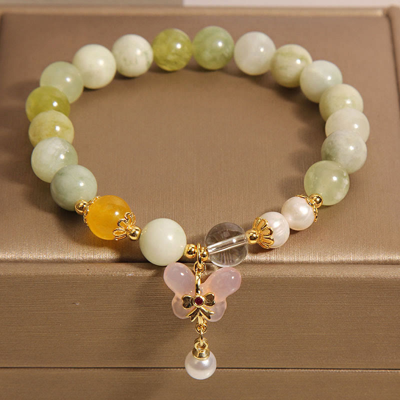 Nimara Ritual Natural Butterfly Serpentine Jade Yanyuan Agate Luck Bracelet
