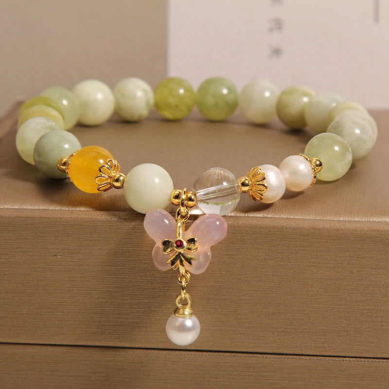 Nimara Ritual Natural Butterfly Serpentine Jade Yanyuan Agate Luck Bracelet