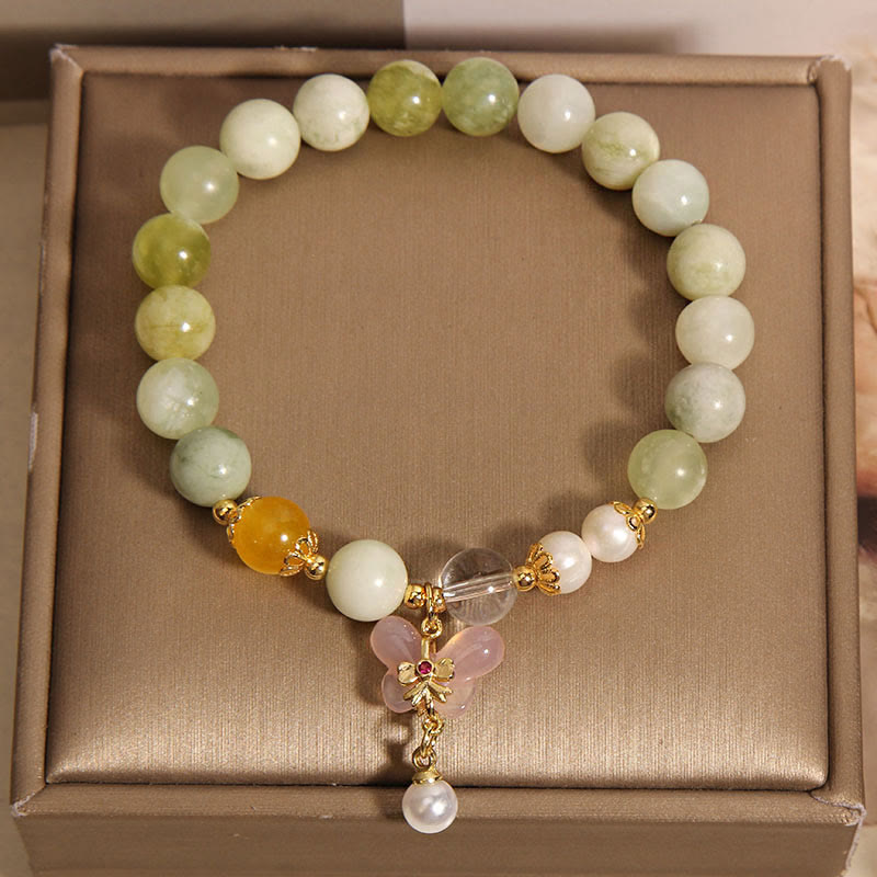 Nimara Ritual Natural Butterfly Serpentine Jade Yanyuan Agate Luck Bracelet