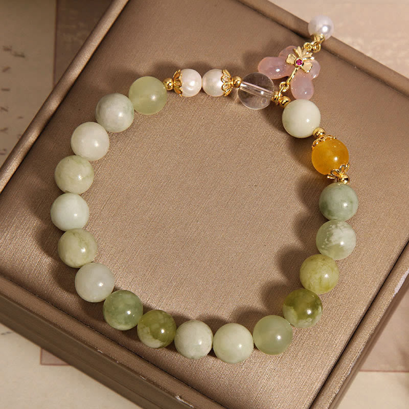 Nimara Ritual Natural Butterfly Serpentine Jade Yanyuan Agate Luck Bracelet