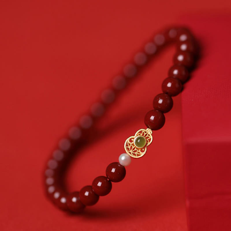 Nimara Ritual Gourd Pearl Cinnabar Blessing Beads Bracelet