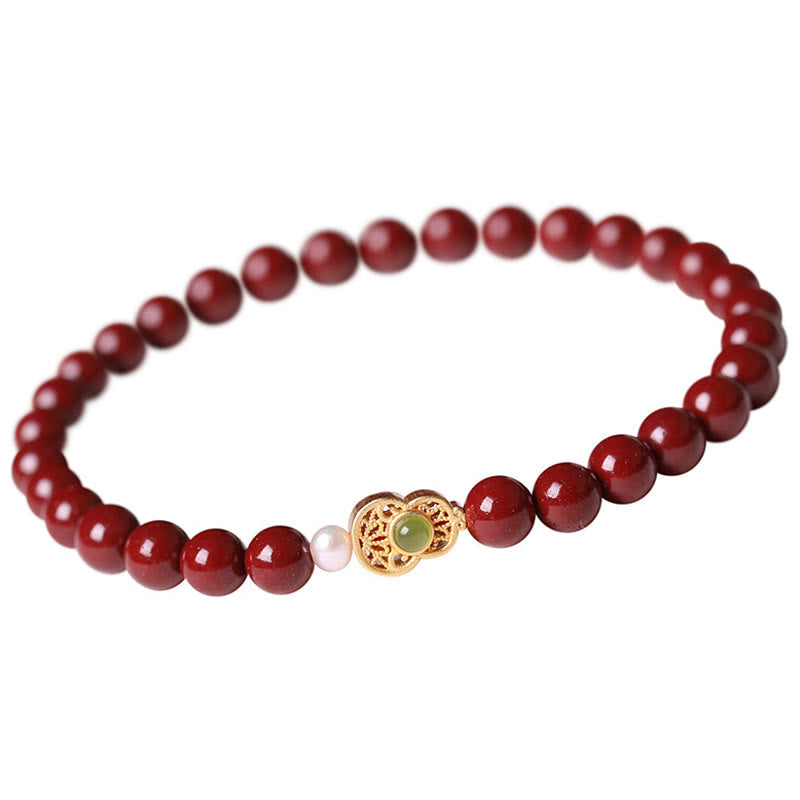 Nimara Ritual Gourd Pearl Cinnabar Blessing Beads Bracelet