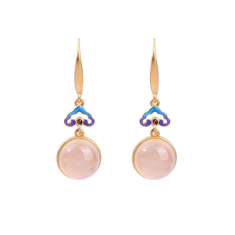 Nimara Ritual 925 Sterling Silver Posts Natural Chalcedony Gold-plated Harmony Earrings