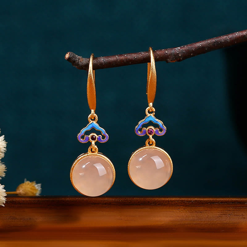 Nimara Ritual 925 Sterling Silver Posts Natural Chalcedony Gold-plated Harmony Earrings