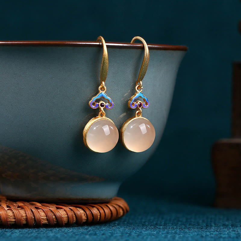 Nimara Ritual 925 Sterling Silver Posts Natural Chalcedony Gold-plated Harmony Earrings