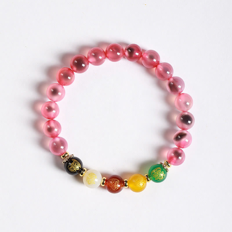 Nimara Ritual Natural Colorful Candy Agate Five Gods Of Wealth Harmony Bracelet