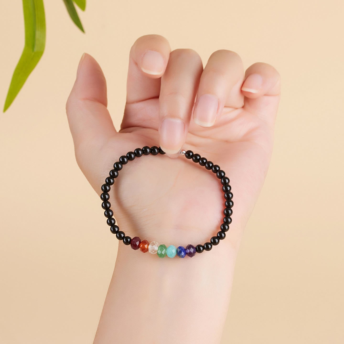 Nimara Ritual Ultra-fine 4mm Black Tourmaline Colorful Stone Bracelet