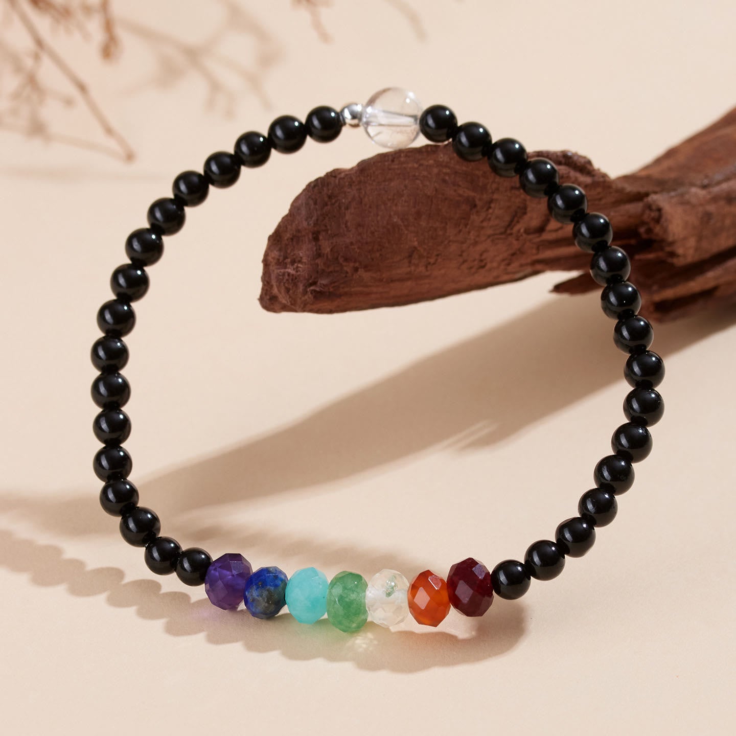 Nimara Ritual Ultra-fine 4mm Black Tourmaline Colorful Stone Bracelet