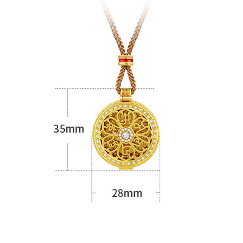 Nimara Ritual Om Mani Padme Hum Openable Copper Plated Gold Wealth Necklace Pendant