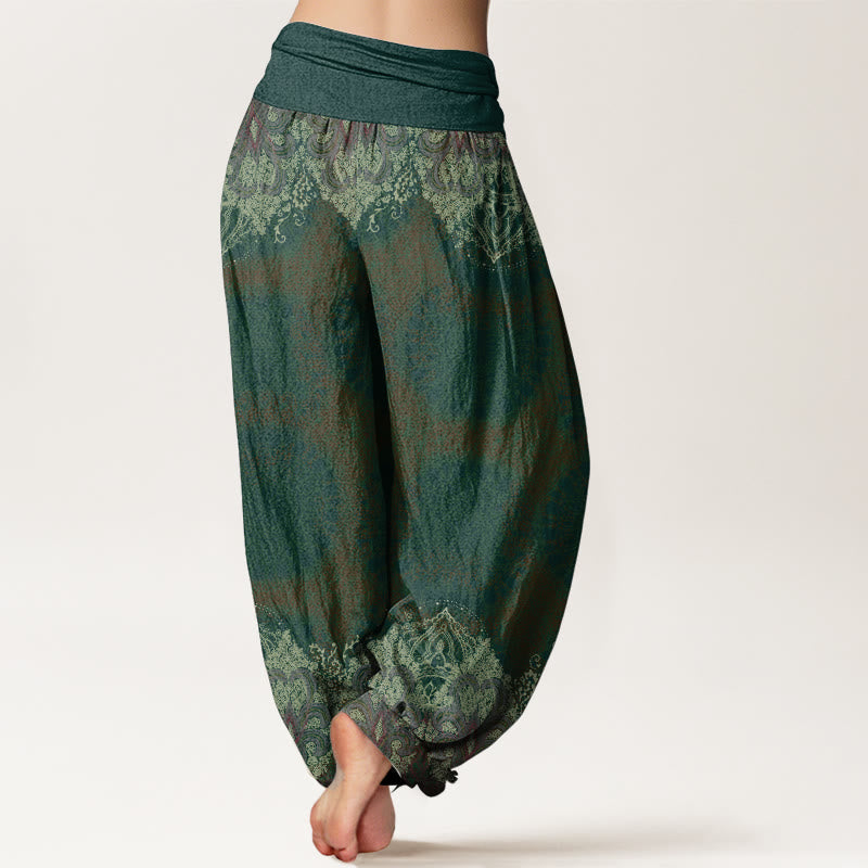 Nimara Ritual Pure Cotton Casual Lycoris Radiata Mandala Pattern Women's Elastic Waist Harem Pants