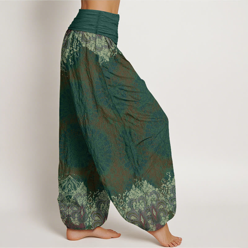 Nimara Ritual Pure Cotton Casual Lycoris Radiata Mandala Pattern Women's Elastic Waist Harem Pants