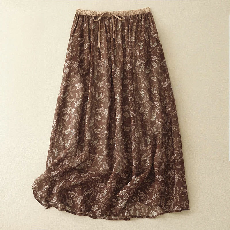 Nimara Ritual Floral A-line Elastic Waist Women's Skirt With Pockets
