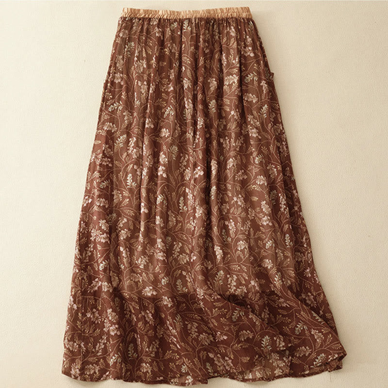 Nimara Ritual Floral A-line Elastic Waist Women's Skirt With Pockets