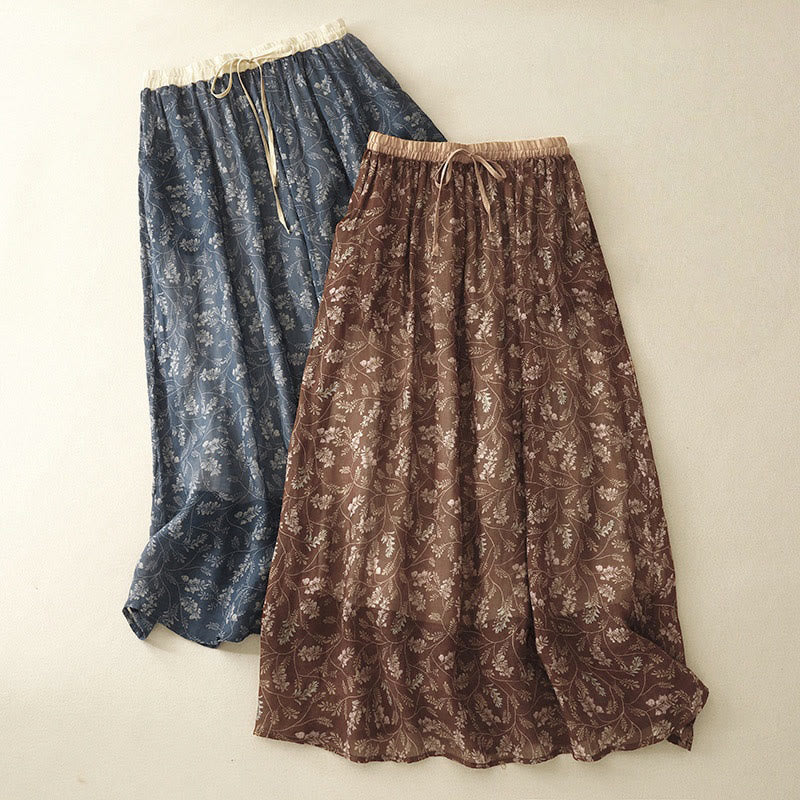 Nimara Ritual Floral A-line Elastic Waist Women's Skirt With Pockets