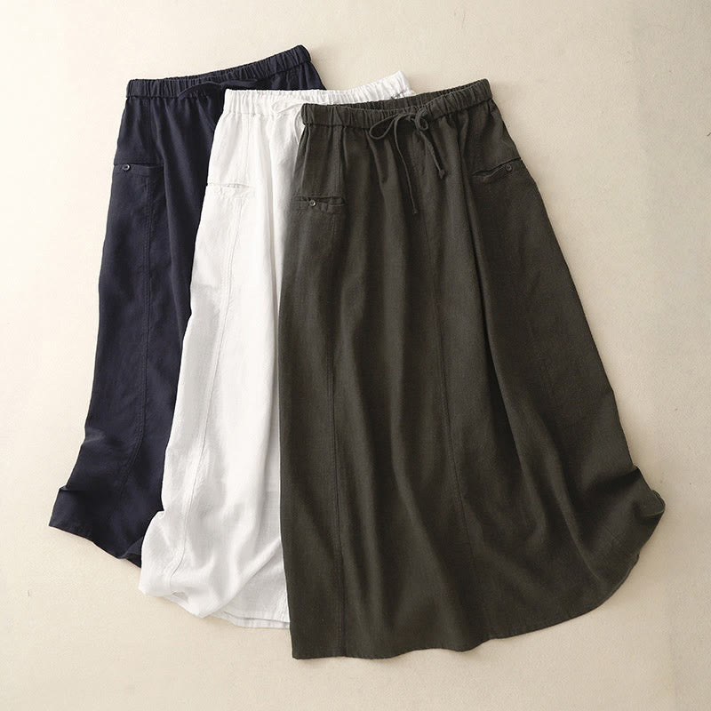 Nimara Ritual Drawstring A-line Elastic Waist Cotton Women's Skirt