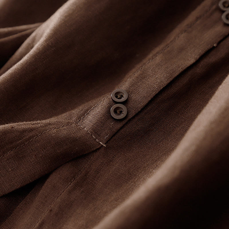Nimara Ritual A-line Buttons Slit Design Elastic Waist Cotton Women's Skirt With Pockets