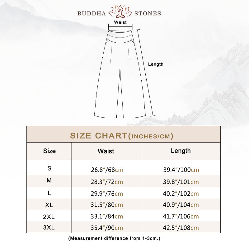 Nimara Ritual Plain Color Cotton Linen High Waist Wide Leg Pants With Pockets
