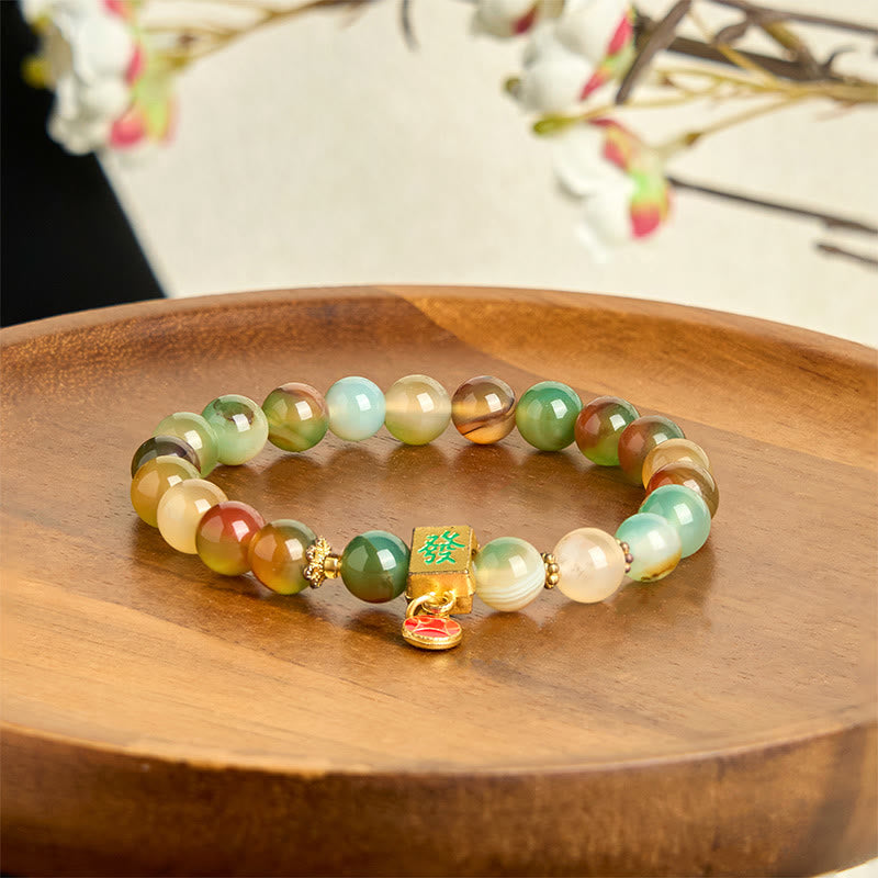 Nimara Ritual Natural Peacock Agate Coin Courage Bracelet
