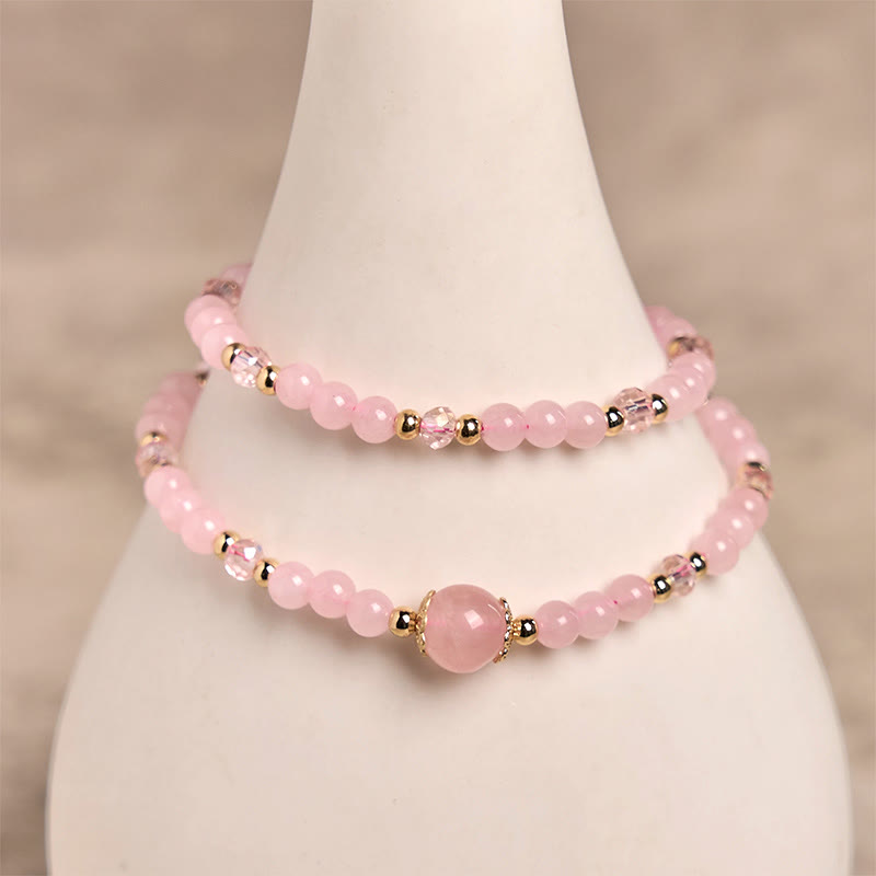 Nimara Ritual Natural Citrine Pink Crystal Beads Pleasure Creativity Double Layer Bracelet