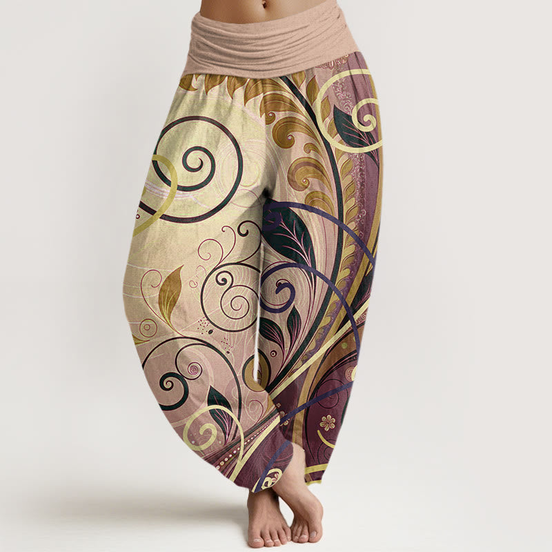 Nimara Ritual Cotton Casual Vining Floral Pattern Women's Harem Pants