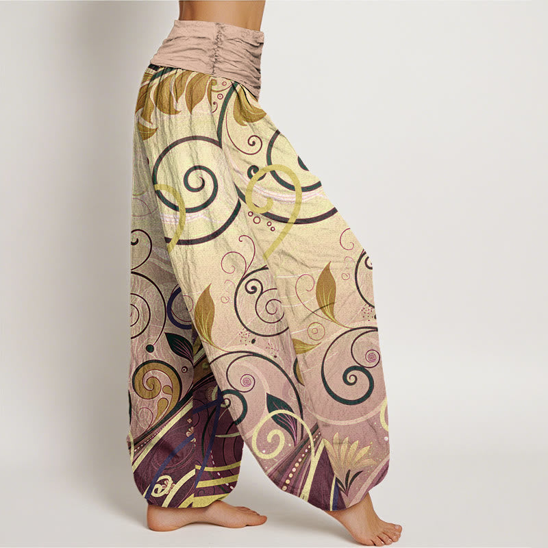 Nimara Ritual Cotton Casual Vining Floral Pattern Women's Harem Pants