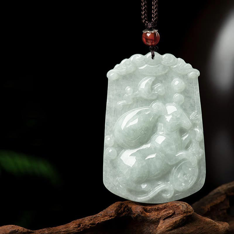 Nimara Ritual Natural Jade 12 Chinese Zodiac Abundance Amulet Pendant Necklace