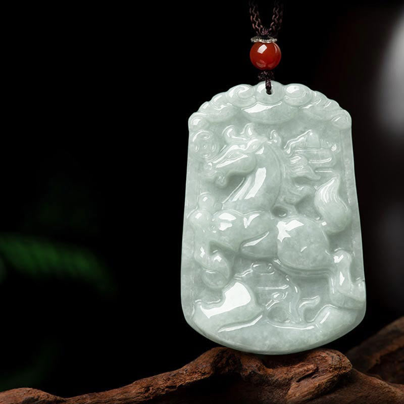Nimara Ritual Natural Jade 12 Chinese Zodiac Abundance Amulet Pendant Necklace