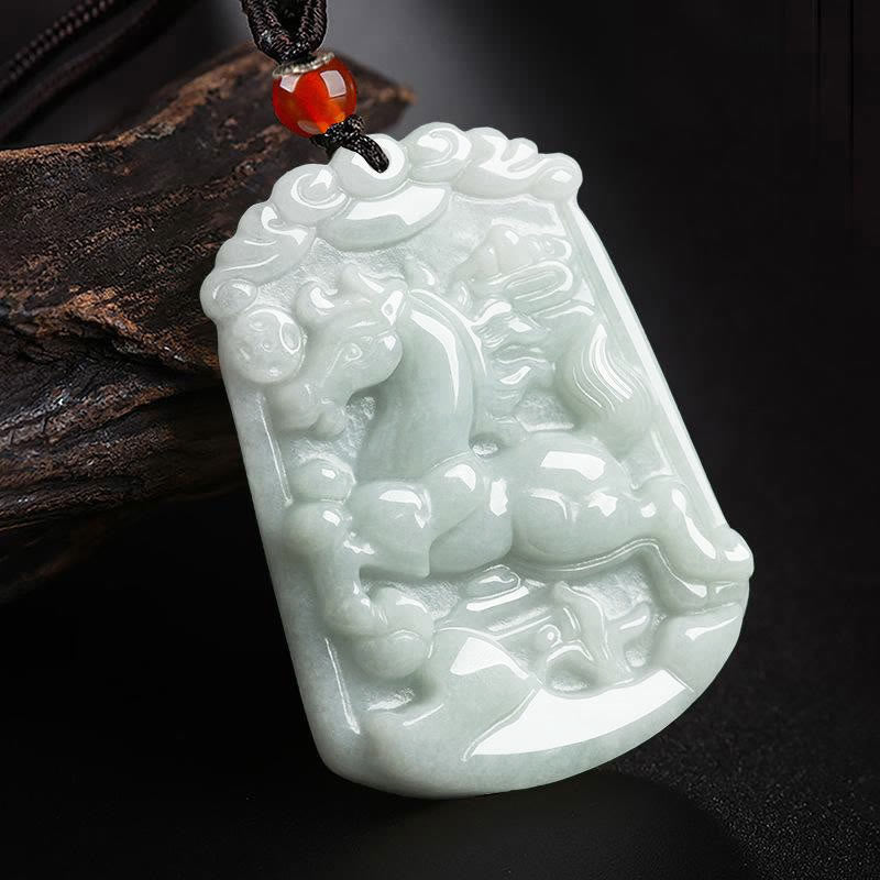 Nimara Ritual Natural Jade 12 Chinese Zodiac Abundance Amulet Pendant Necklace