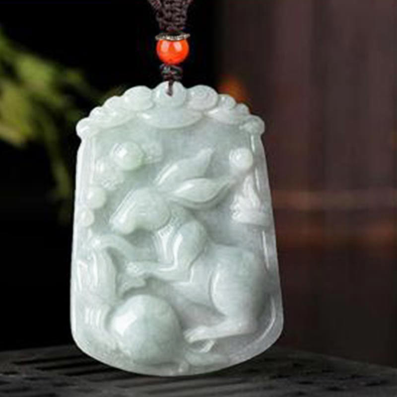 Nimara Ritual Natural Jade 12 Chinese Zodiac Abundance Amulet Pendant Necklace