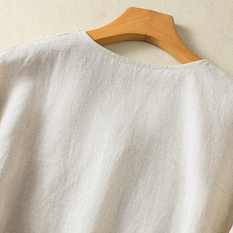 Nimara Ritual Spring Plain Buttons Design V-Neck Long Sleeve Women's Shirt