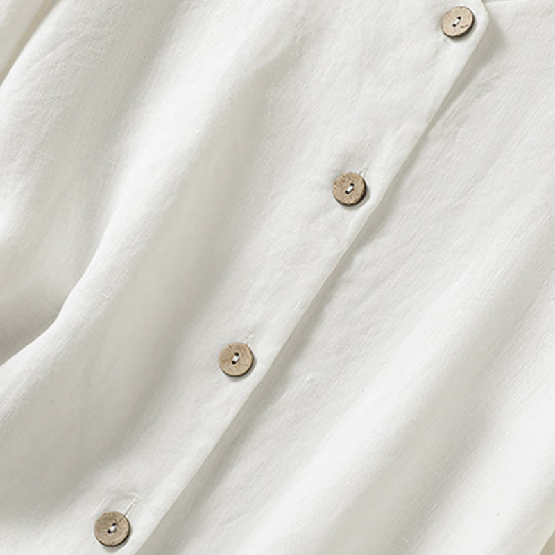 Nimara Ritual Spring Plain Buttons Design V-Neck Long Sleeve Women's Shirt