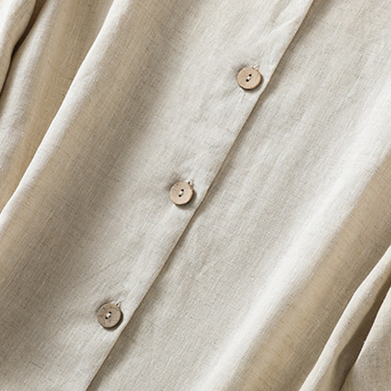 Nimara Ritual Spring Plain Buttons Design V-Neck Long Sleeve Women's Shirt
