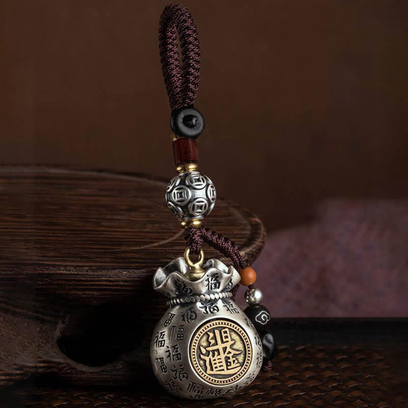 Nimara Ritual Fu Character Money Bag Making Money Every Day Fortune Key Chain