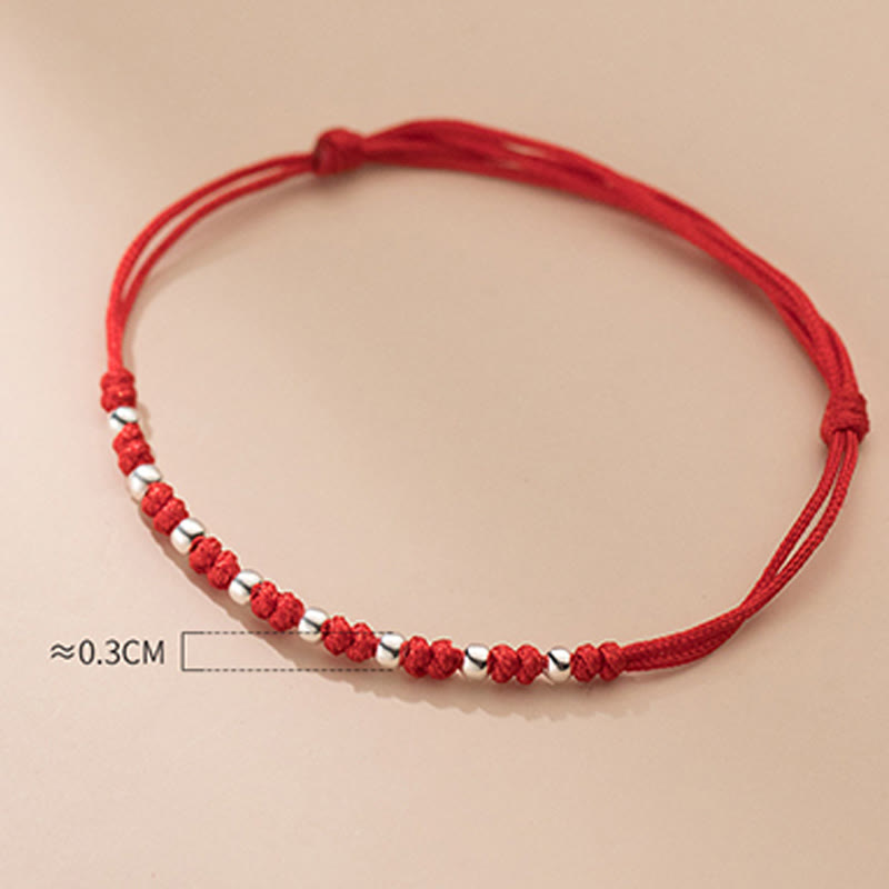 Nimara Ritual 925 Sterling Silver Beads Red String Adjustable Luck Bracelet