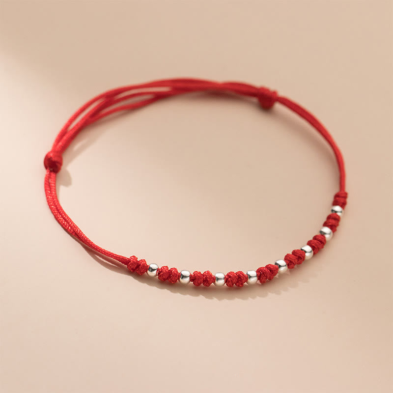 Nimara Ritual 925 Sterling Silver Beads Red String Adjustable Luck Bracelet
