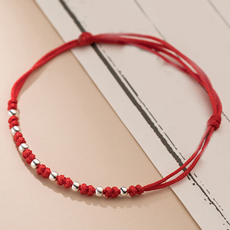 Nimara Ritual 925 Sterling Silver Beads Red String Adjustable Luck Bracelet