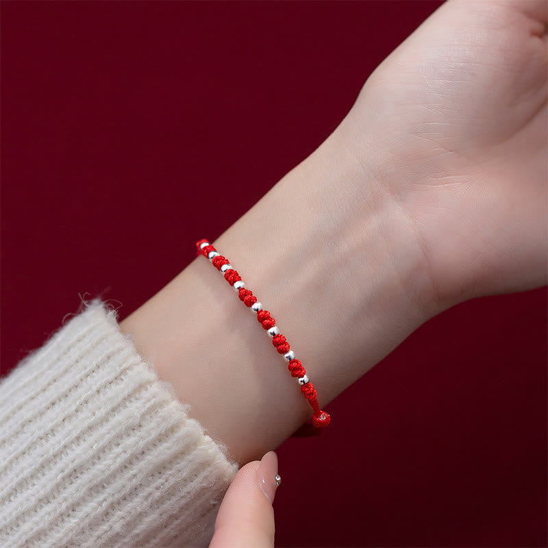 Nimara Ritual 925 Sterling Silver Beads Red String Adjustable Luck Bracelet