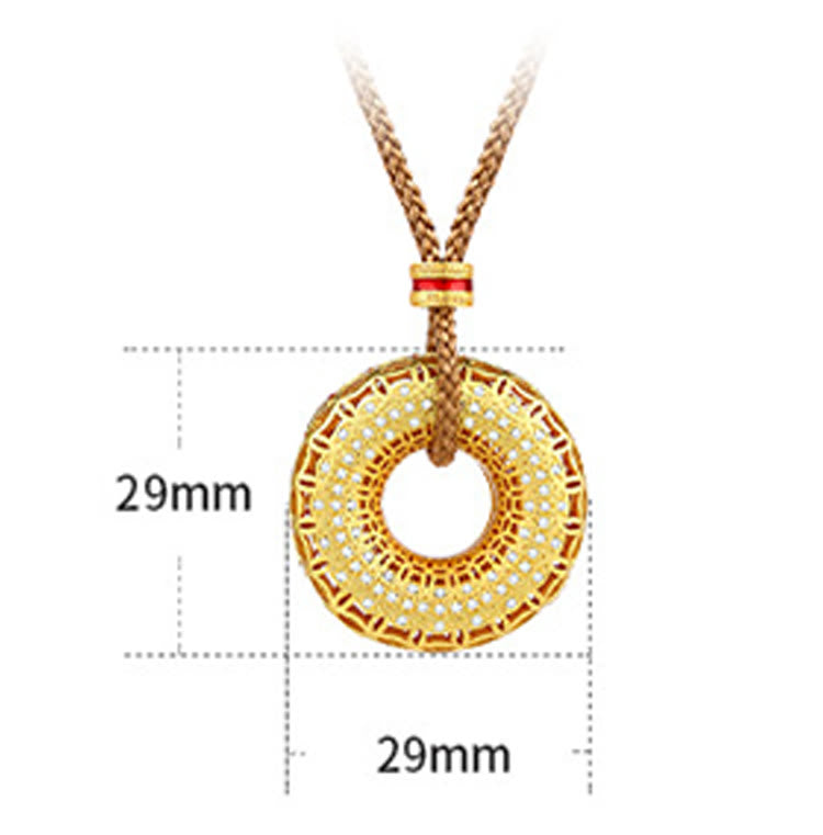 Nimara Ritual Copper Coin Pattern Peace Buckle Copper Auspicious Necklace Pendant