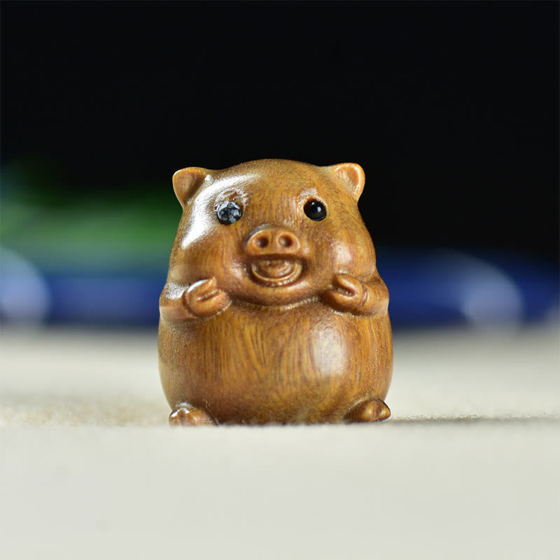 Nimara Ritual Green Sandalwood Small Leaf Red Sandalwood Cute Pig Animals Positive Decoration
