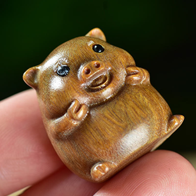 Nimara Ritual Green Sandalwood Small Leaf Red Sandalwood Cute Pig Animals Positive Decoration